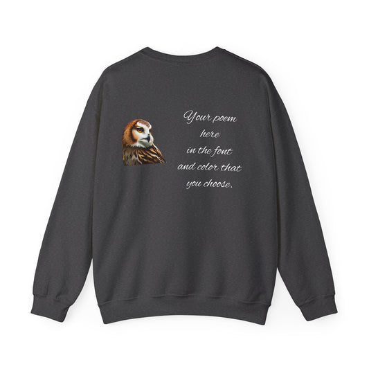 Your Poem On A Sweatshirt With An Owl