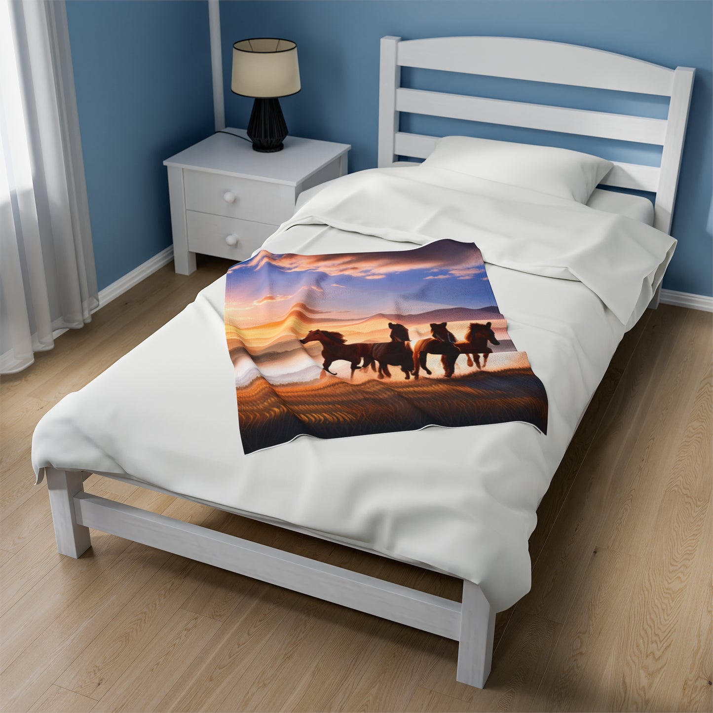 Running Horses Velveteen Plush Blanket