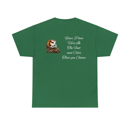 Your Poem On A Tee Shirt With A Owl